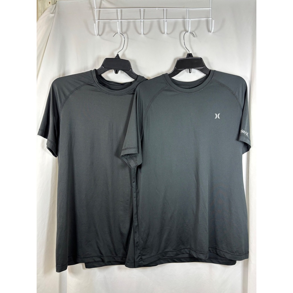 Hurley Mens Performance T-Shirt 2 Pack Black Short Sleeve Raglan Size Large